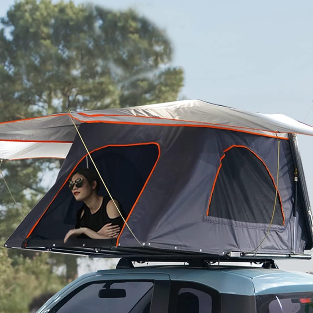 Tente de toit de voiture entièrement automatique, tente de toit pour 2 à 3 personnes, tente de camping en plein air, chambre mobile à ouverture rapide avec échelle télescopique, tente pop-up SUV