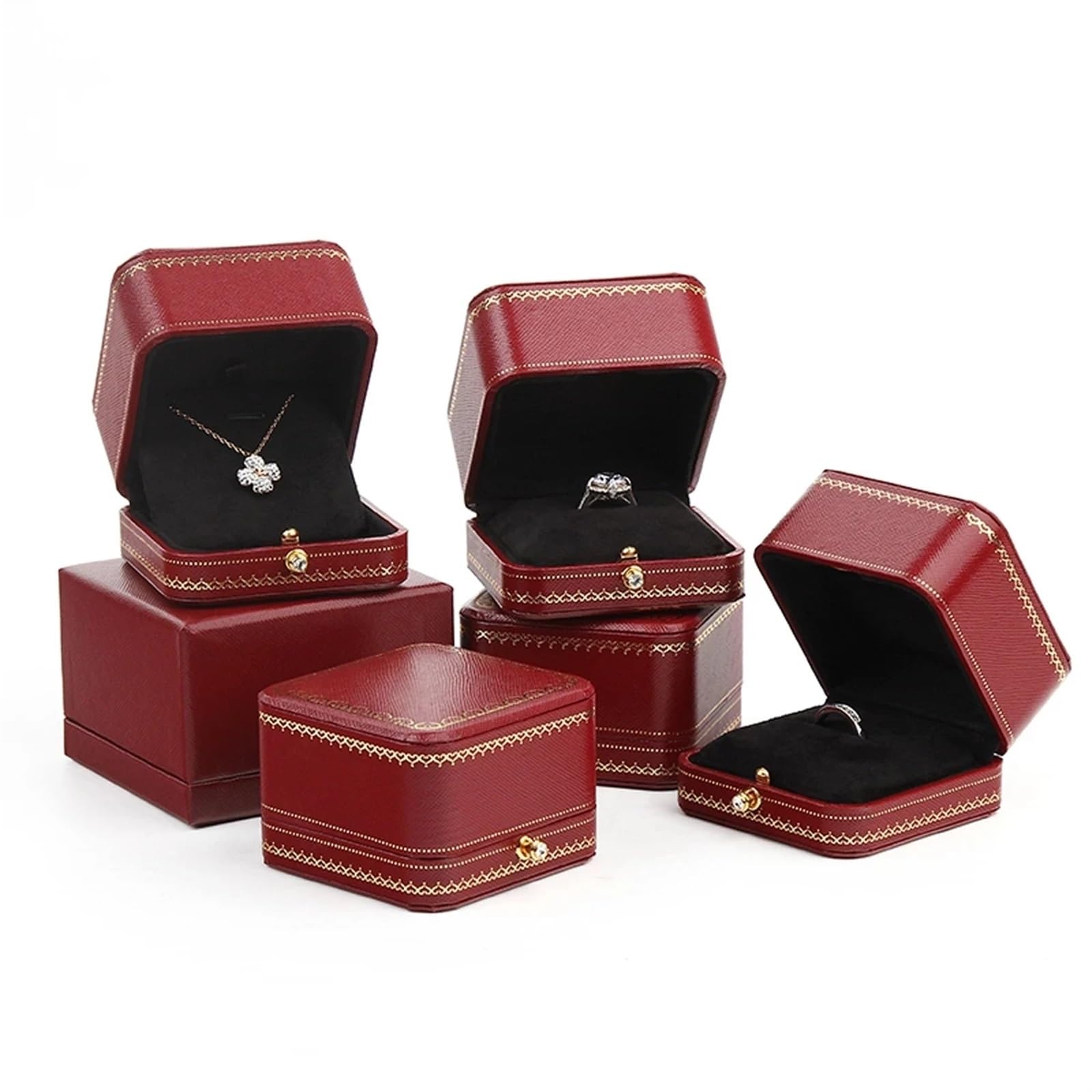 Porte Alliance Mariage Boîte à bijoux classique Double bague de mariage, étuis luxe, emballage for collier pendentif, vitrine, boîte bagues personnalisée pour la Cérémonie(2 Blue Ring)