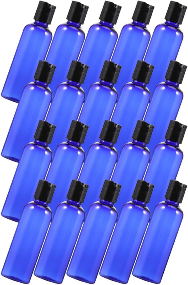 Refillable Plastic Shampoo Bottles Blue 20 Pcs with Lids Reusuable 100ml Lightweight Pet Bottles and Leakproof and Reusable for Travel and Business Trip