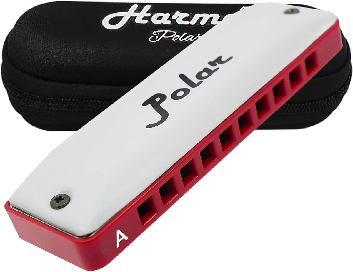 Harmo Polar Natural Minor Harmonica Key of A - Specialized for Natural Minor Blues, Jazz, Rock, Folk, & Pop, Mouth Organ With Case, Phosphor Bronze Reeds, Harmonica for Beginners & Professionals