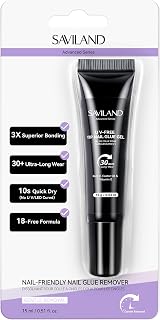 SAVILAND No Curing Solid Nail Adhesive Gel: 15 g Gel Nail Adhesive for Pressure and False Nails, 30-Day Long Lasting, U V-Free, Strong Quick-Drying, Nail Adhesive with Castor Oil and Vitamin E for