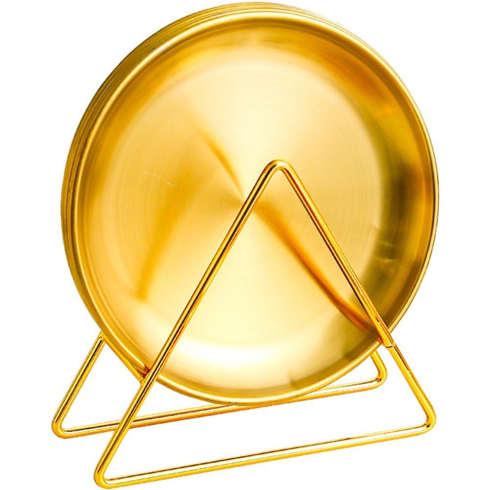 Assiettes de service alimentaire en métal : lot de 6 assiettes rondes anti-casse avec socle