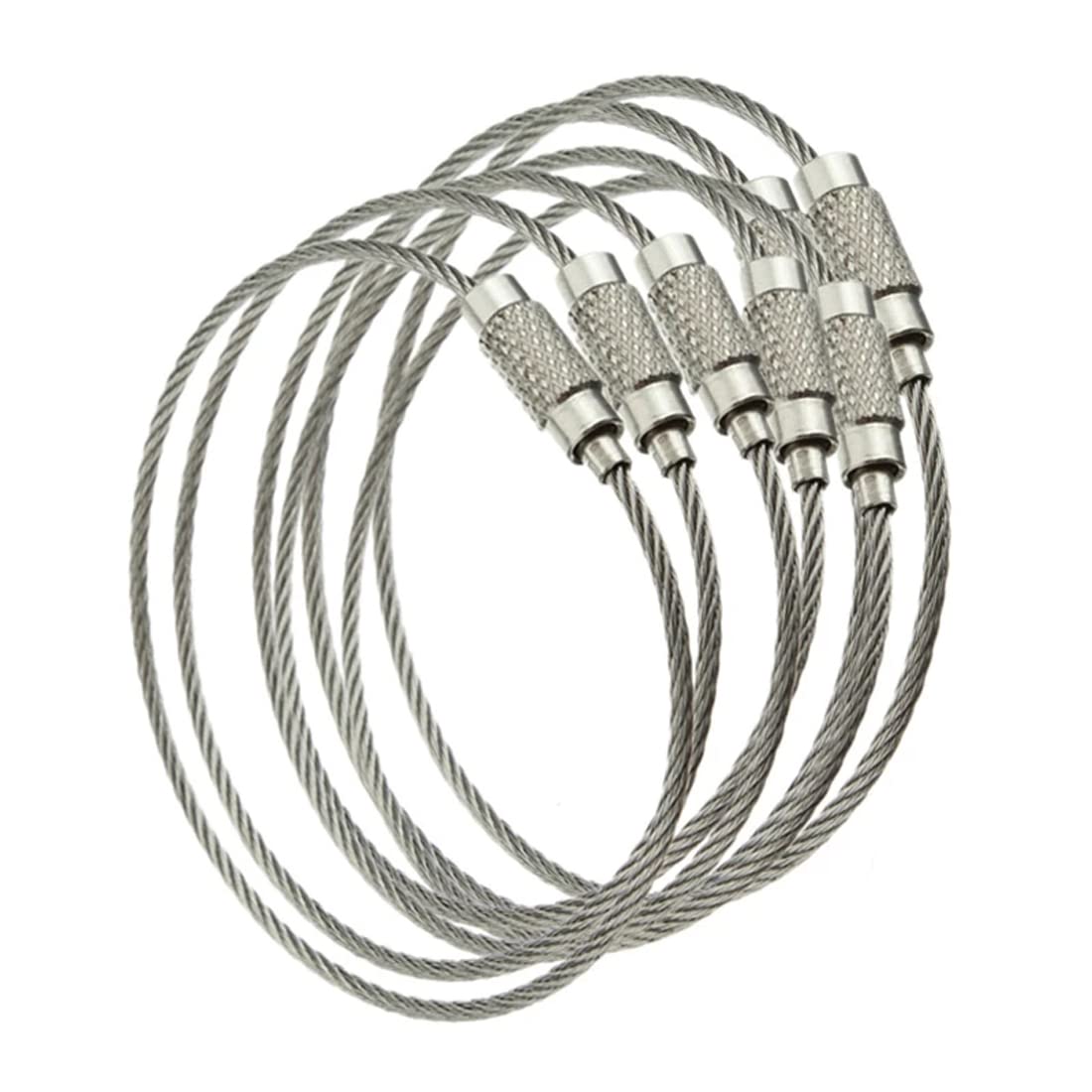 Qe 10 stks Rvs Draad Sleutelhanger Kabel Touw Sleutel Houder Sleutelhanger Circle Loop Camp Bagagelabel Schroef Sieraden Maken Accessoires Y929. (Color : Orange, Size : 10pcs