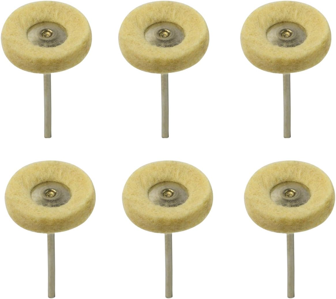 Set of 6 Mounted Rotary Soft Felt 25 x 1 Ply w/ 3/32 Mandrels Jewelry and Metal Cleaning Polishing Tool