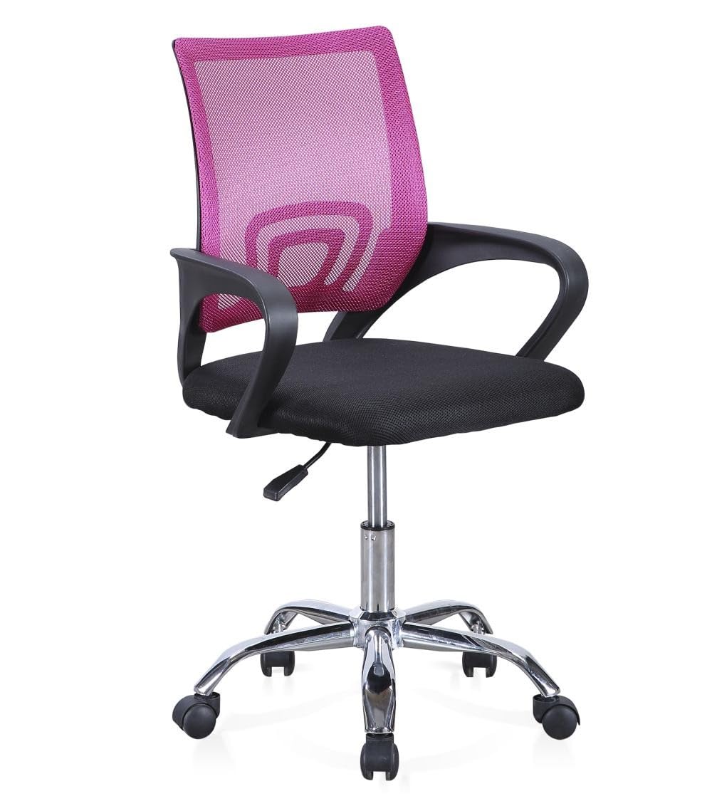 Home Heavenly® - Silla Escritorio Juvenil Vera, Silla Oficina giratoria y Regulable en Altura, en Tejido 3D. 60x60x90-102 cm. (Rosa)