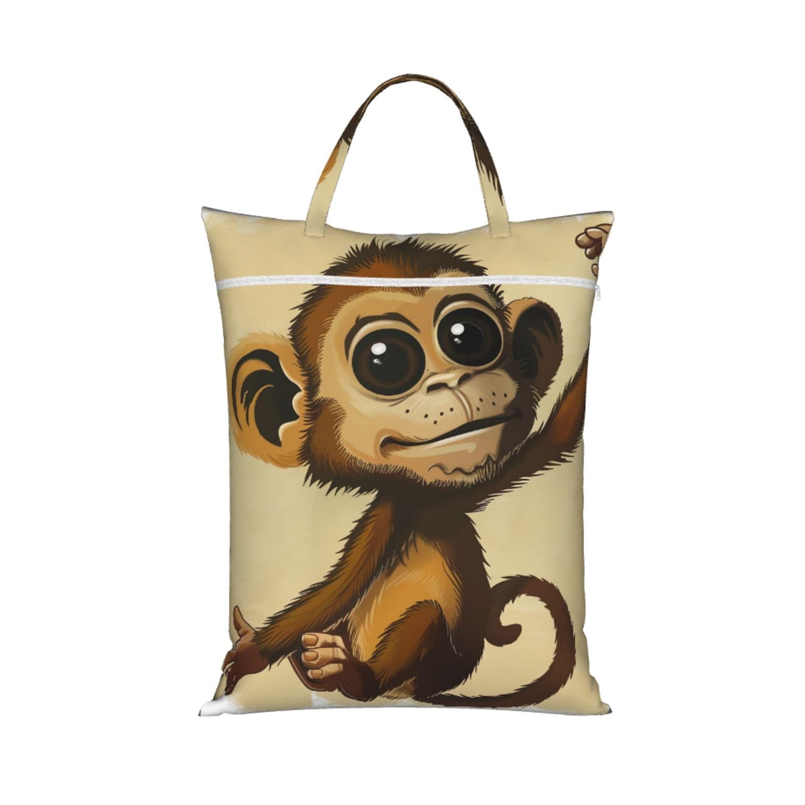 Large Travel Laundry Bags,Cute Monkey print Print with Handle Foldable Laundry Bag for Holidays Gym Swimming and Family Trips, 1Pcs