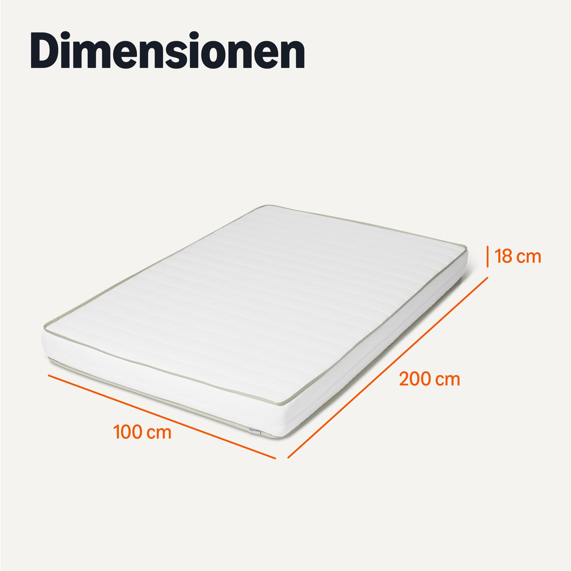Amazon Basics Kaltschaummatratze, H2 & H3, 7-Zonen-Schnitt, Abnehmbarer & Waschbarer Bezug, ÖKO-TEX Zertifiziert, Vakuumverpackt, Höhe 18cm, 100cm x 200cm