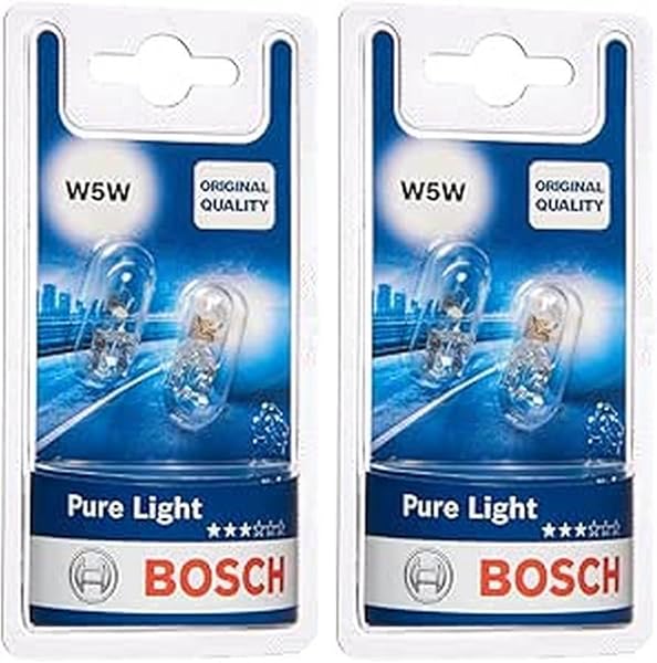 Bosch W5W (501) Pure Light Car Light Bulbs - 12 V 5 W W2,1x9,5d - 2 Bulbs - 5
