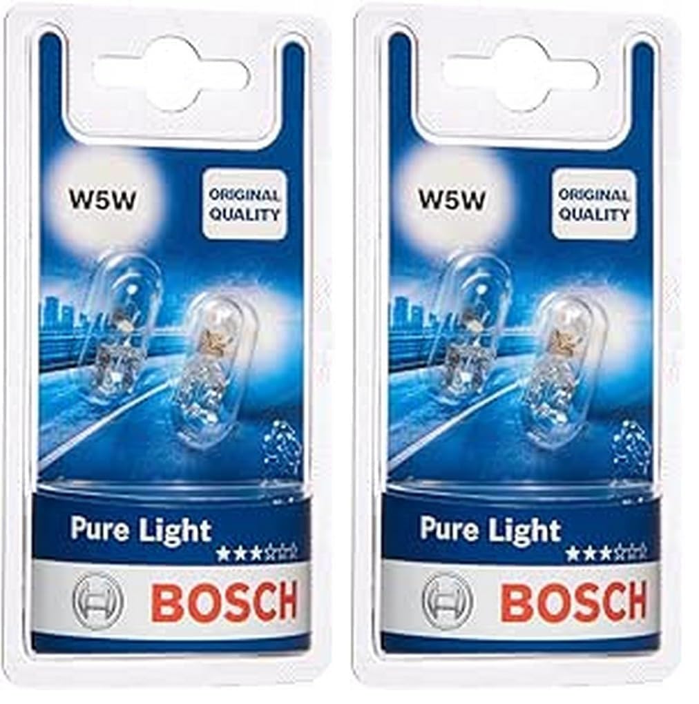 Bosch W5W Pure Light Fahrzeuglampen - 12 V 5 W W2,1x9,5d - 2 Stücke (Packung mit 2)