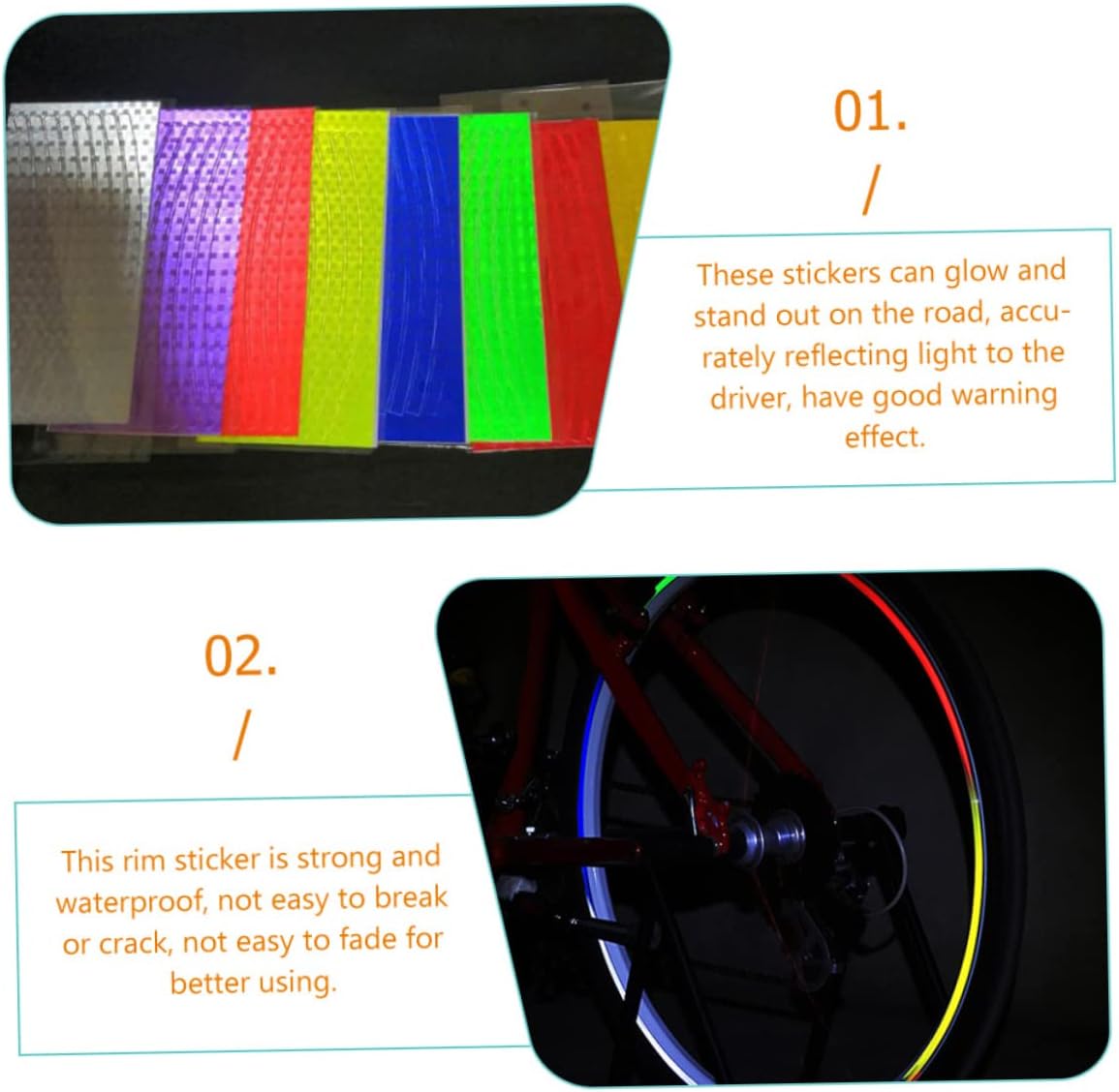 18pcs Reflective Wheel Stickers Tire Reflective Tape Car Rim Decals Bike Easy Application