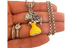 Enchanted Rose Belle Charm with Bracelet Necklace, Jewelry for Girls Women