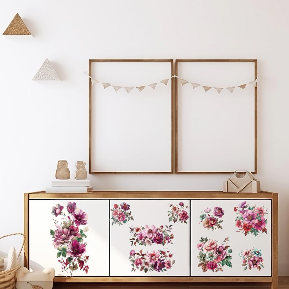 PLIGREAT 3 Sheets Vintage Flowers Rub on Transfers for Furniture Watercolor Flower Rub on Stickers for Wood Dressers Wardrobe Drawer Cabinet Ceramic Scrapbooking Crafts Decorative Transfer Stickers