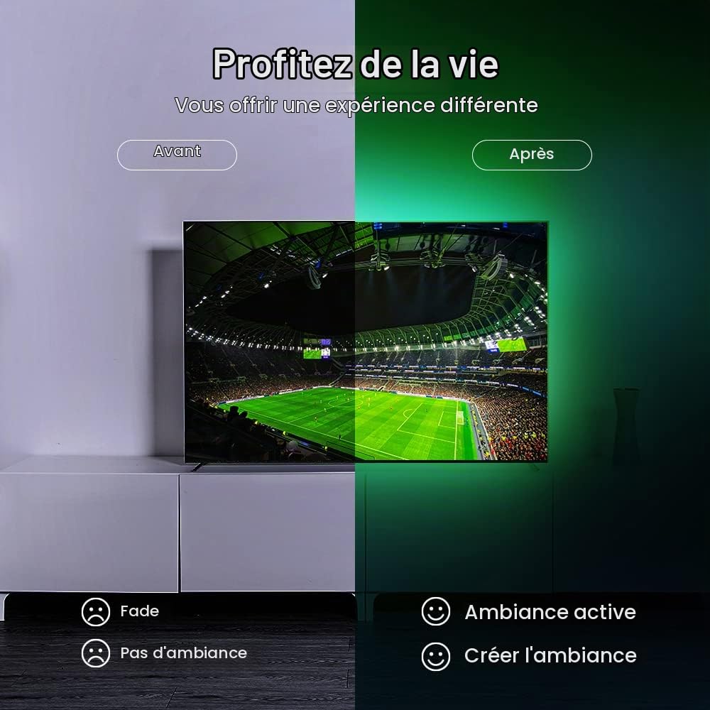 GLEDOPTO RGB Rétroéclairage LED TV avec Boîtier de Synchronisation HDMI SYNC CONVIENT POUR UN TÉLÉVISEUR 50INCH 4K 60HZ, PLUG AND PLAY SANS APPLICATION