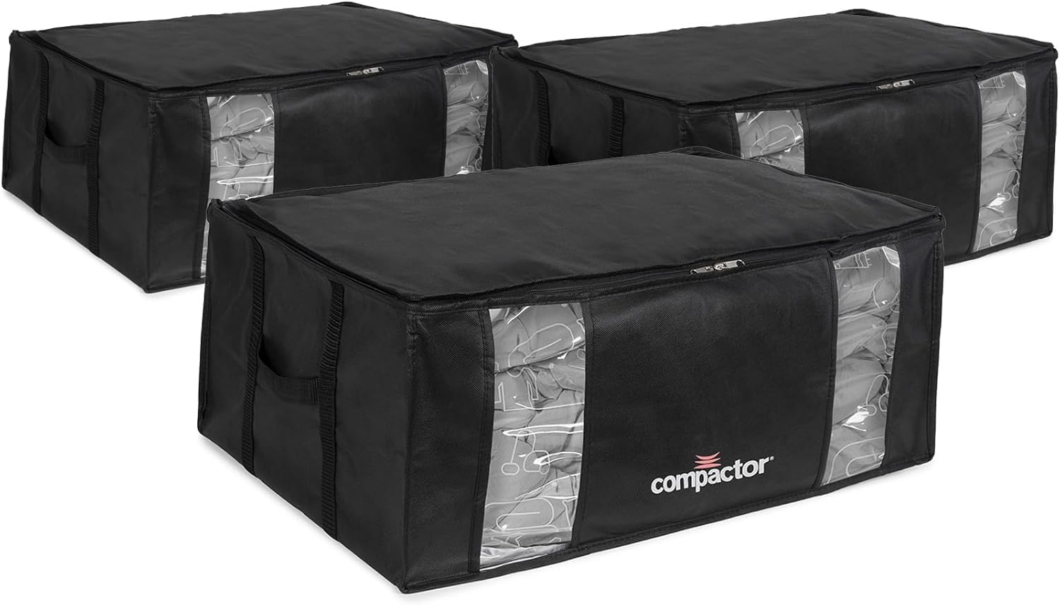 Photo 1 of Compactor 3 Pack Vacuum Storage Bag with Semi-Rigid Box, Closet Organizer, Vacuum Seal Bags for Clothing and Bedding, Fits All Vacuum and Nozzle Types, 210L, Black, XXL