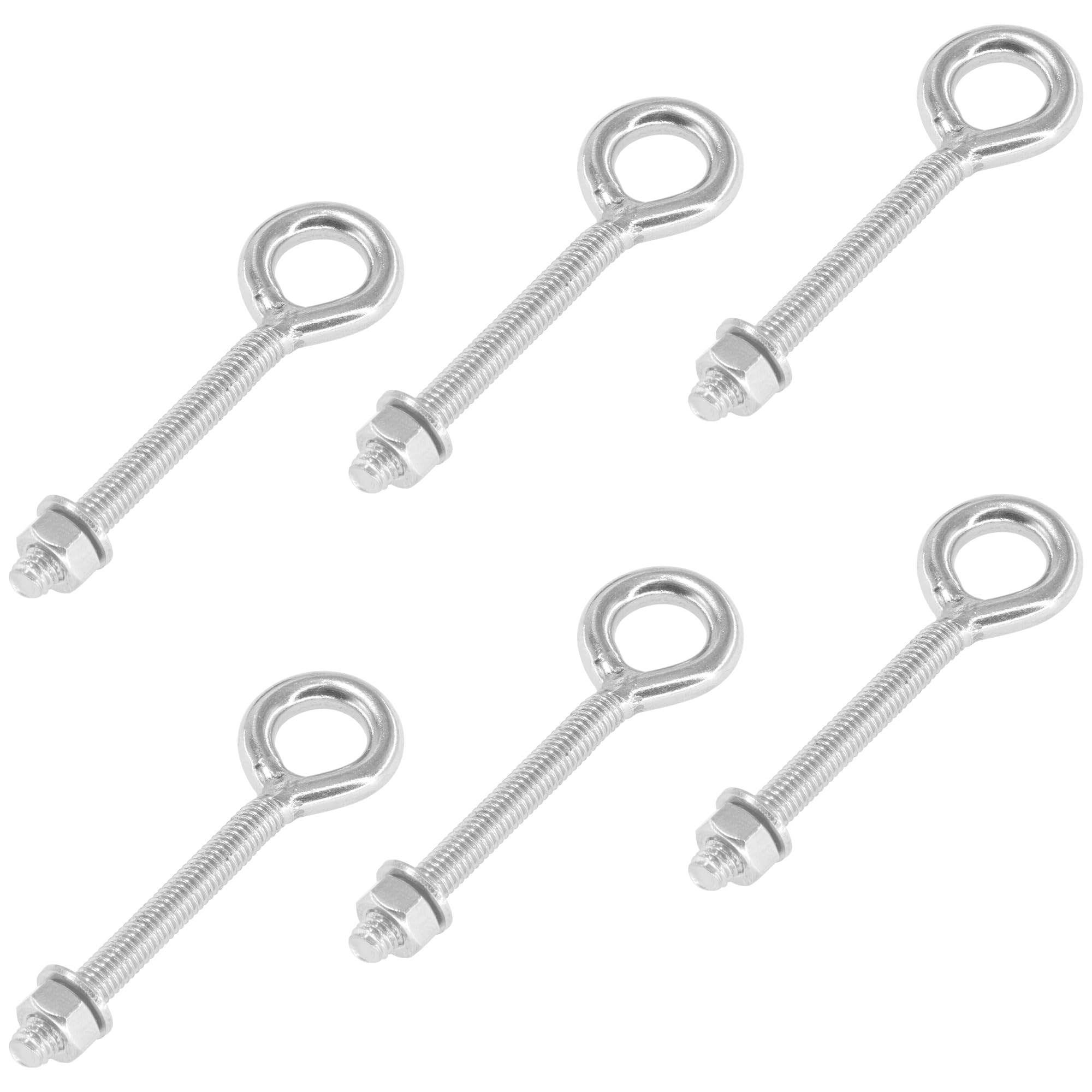 6 Pieces Closed Eye Bolts with Long Handles - Heavy-Duty 304 Stainless Steel Eyebolt Set (M6) - Image 2