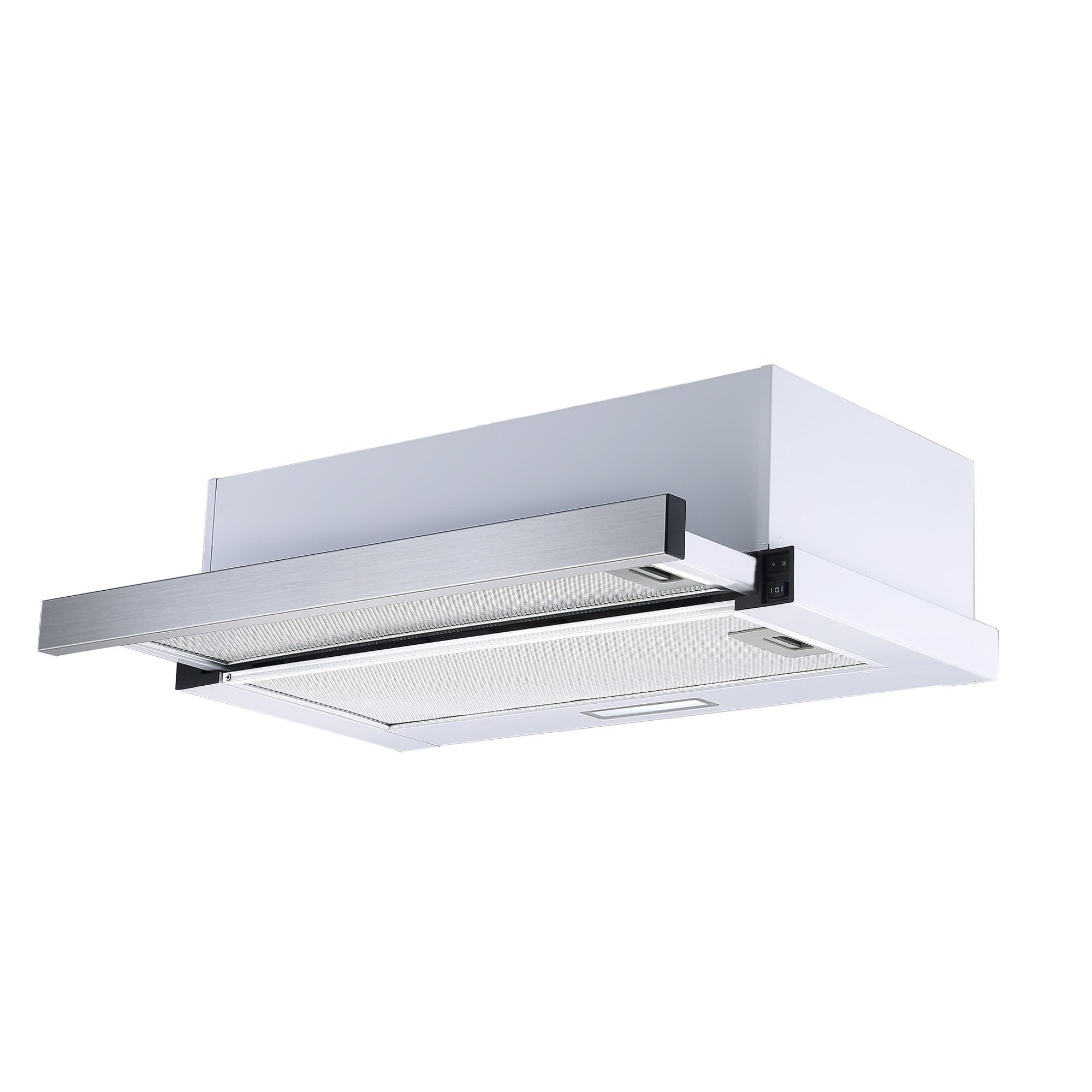 Respekta Dunstabzugshaube 60 cm Edelstahlgehäuse Weiß Abluft Umluft CH4138IXC 53–64 dB