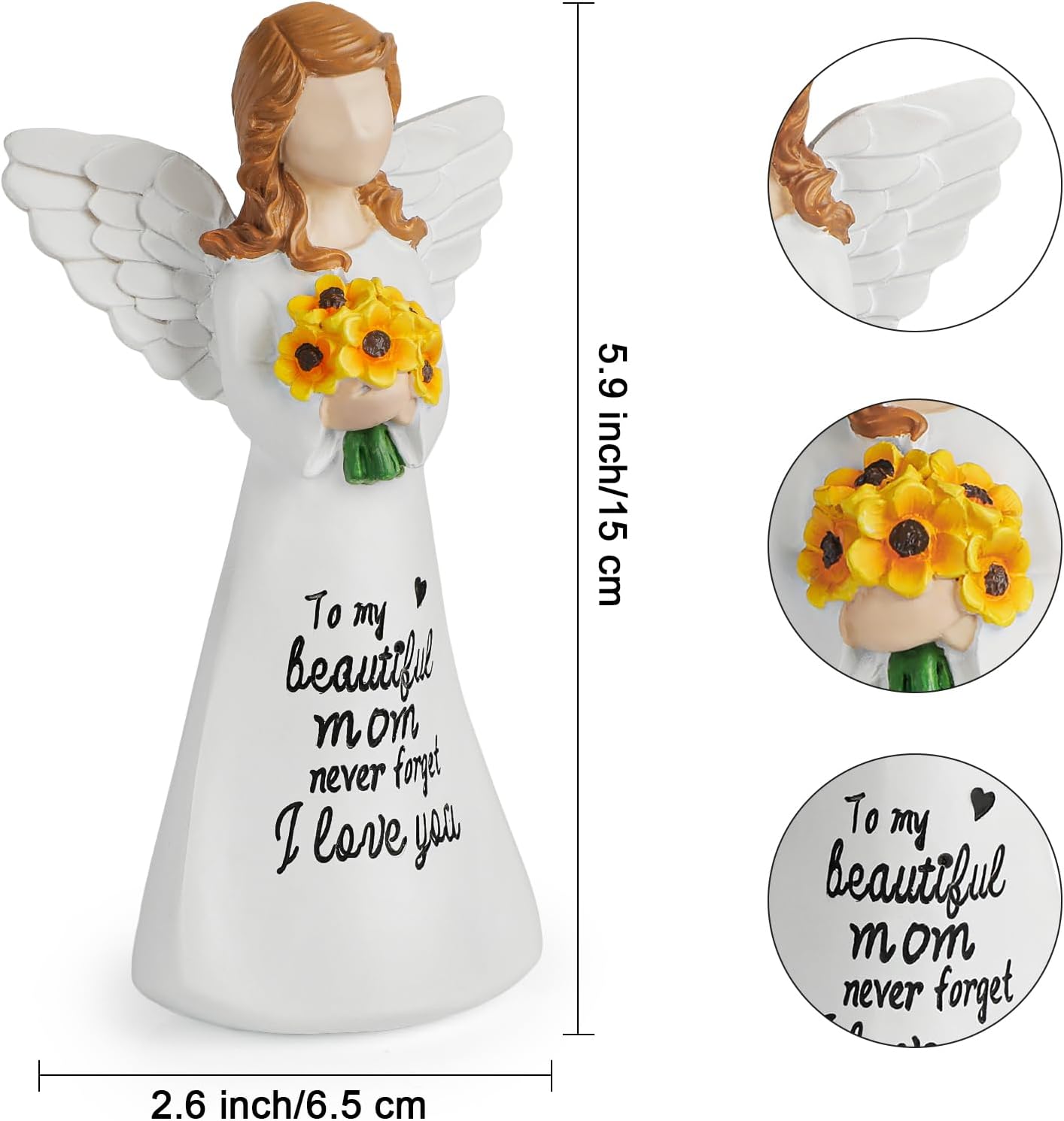 INLOMEM Mother's Day Birthday Gifts for Mom from Daughters, Mother of The Bride Gifts, Moms Birthday Gifts, Unique Moms Gift for Mothers Day, Mother Daughter Figurines Statue (White) - Image 3