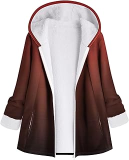 Women's Fleece Jacket Coat Hooded Jacket with Pockets Fashion Casual Plush Coat Plush Fleece Jacket Winter Jacket with Hood Coat Large Sizes Plush Jacket Thermal Fleece Fleece Coat