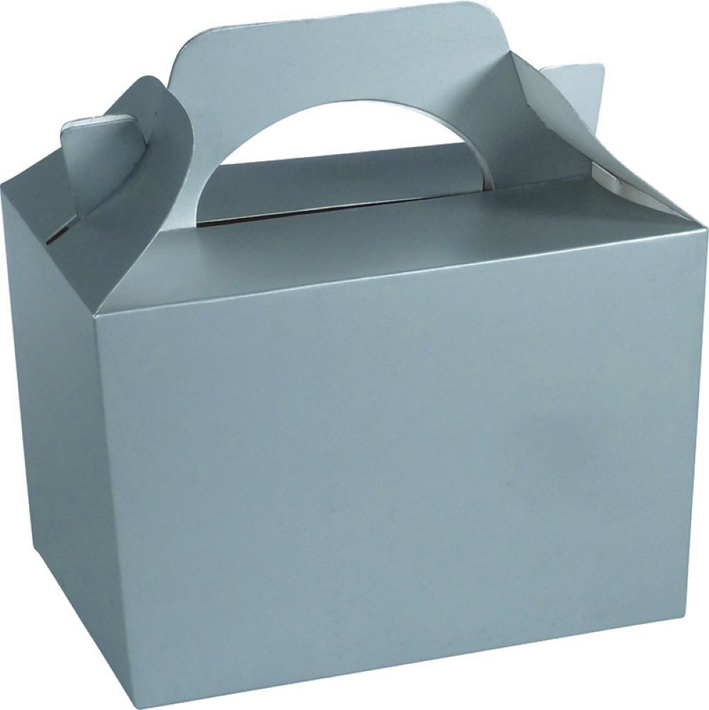 MustBeBonkers 20 x Silver Birthday Party Food Gift Boxes - Kids Lunch Food Meal Box