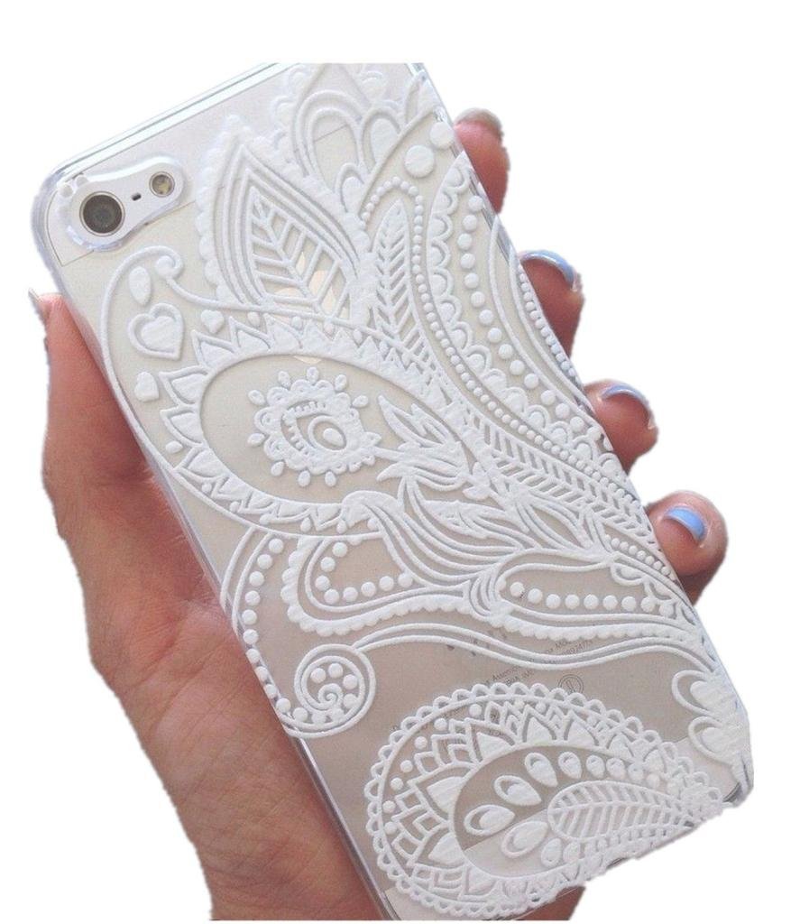 Paisley Iphone 6 Case, White Floral Hard Plastic Clear Case Skin Cover for Apple Iphone6/6s 4.7 in Screen