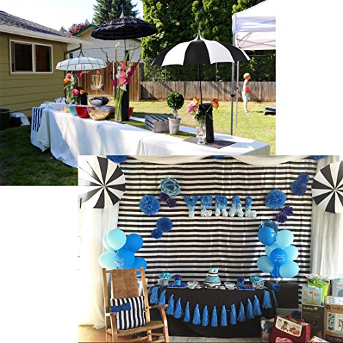 Umbrella Retro Pagoda Umbrella Parasol Umbrella Sun Umbrella Uv Protection Umbrella Retro With Hook Handle (White & Black)2 #TOP1