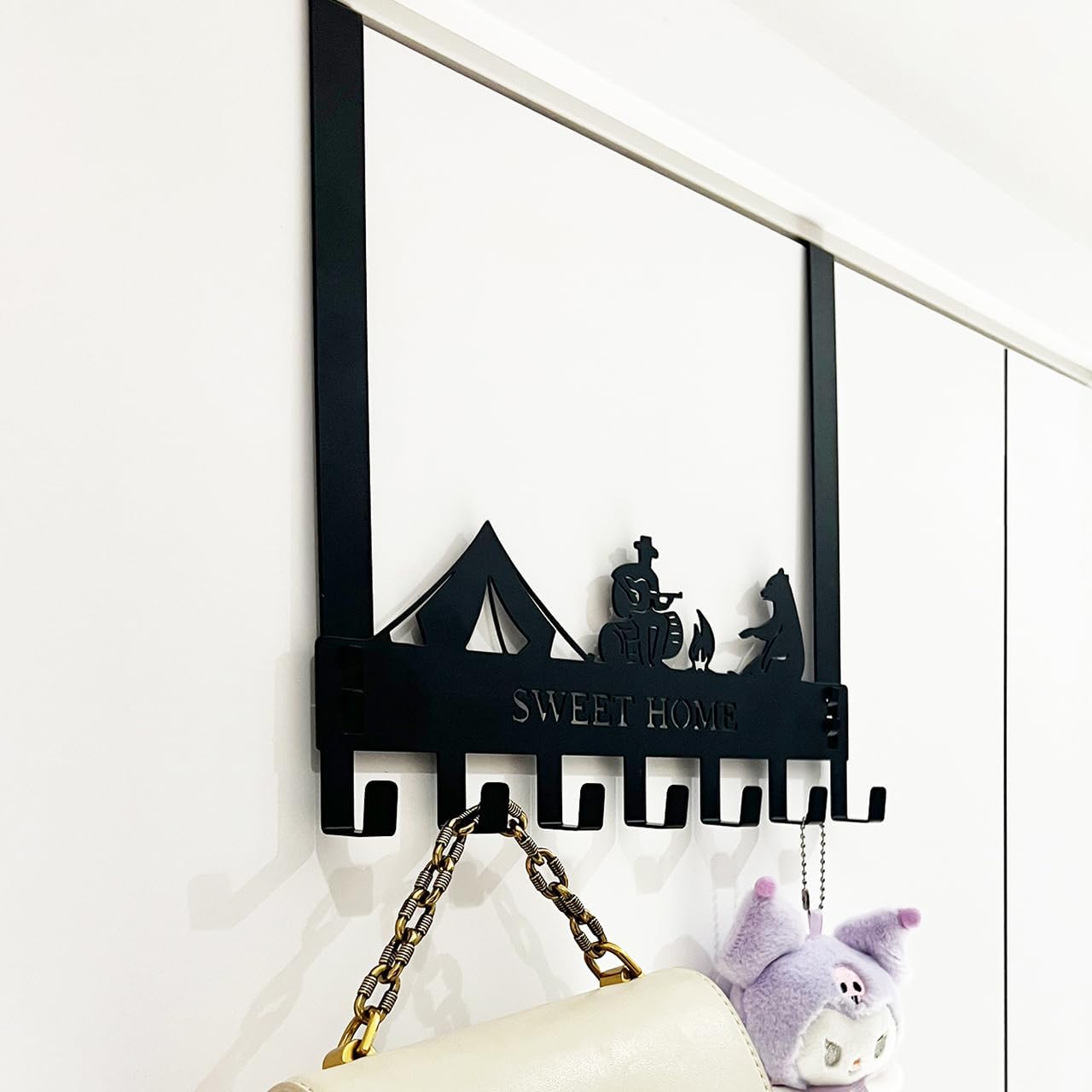 Over The Door Hooks,Over Door Towel Rack,Door Hanger,Door Coat Hanger,Door Coat Rack,Door Hooks for Hanging Clothes,Back of Door,Black