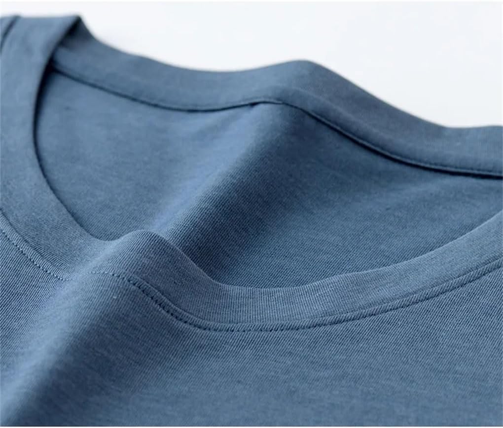 Men's Undershirts Breathable Tees Short Sleeve T-Shirts Crew Neck Solid Color Top