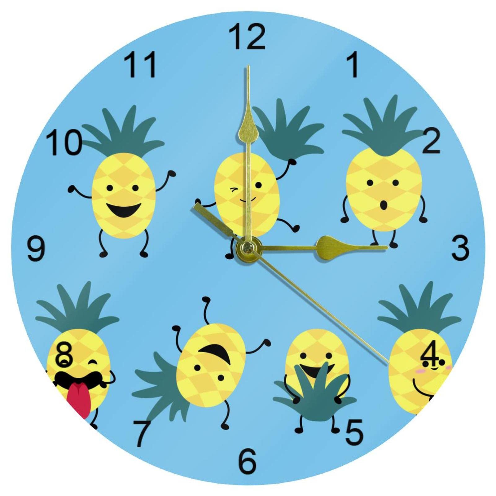 Horloge murale silencieuse cuisine décoration d'intérieur ronde chiffres arabes bleu