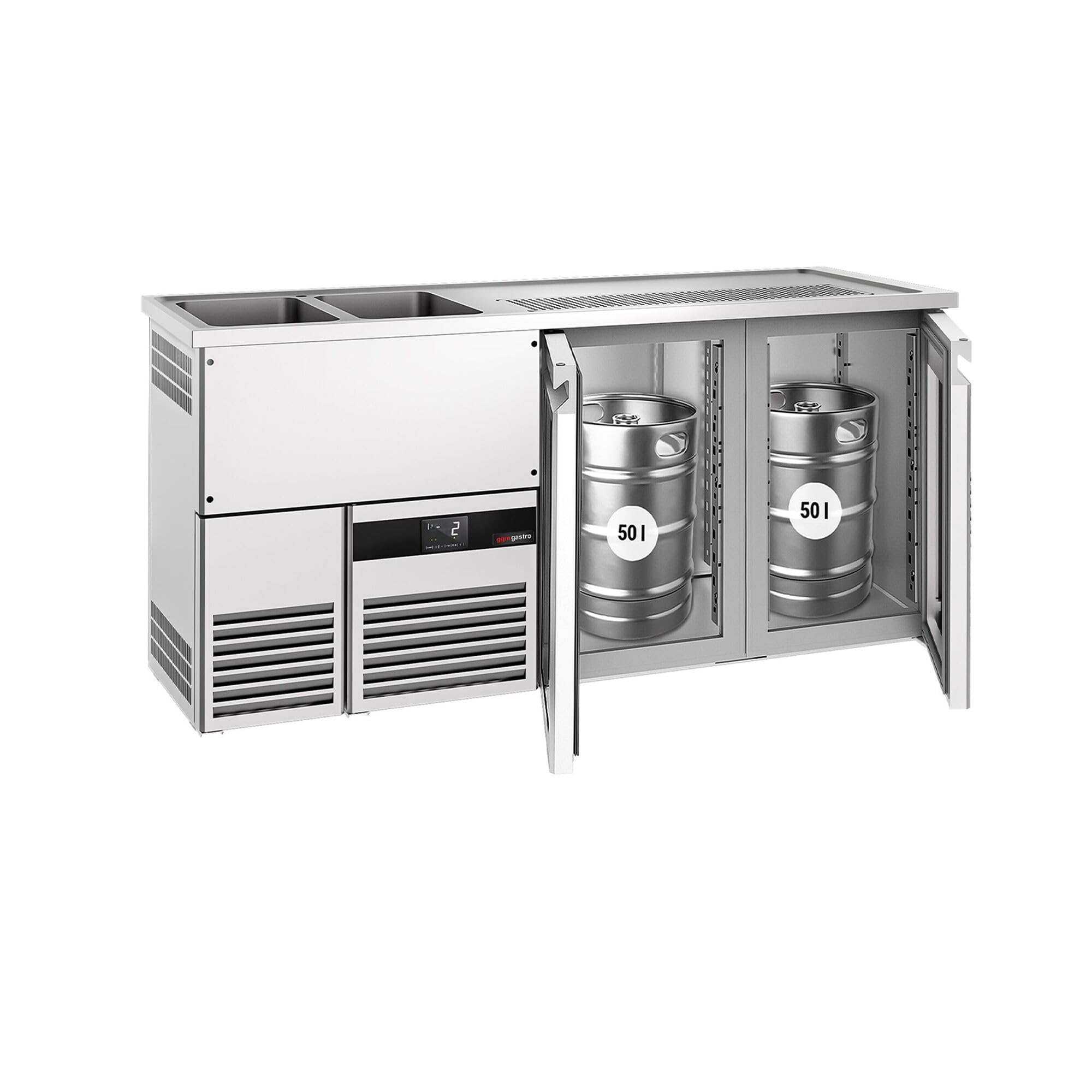 GGM Gastro | BLF207D#2#GT | Biertheke PREMIUM - 1950x700mm - 2 Glastüren