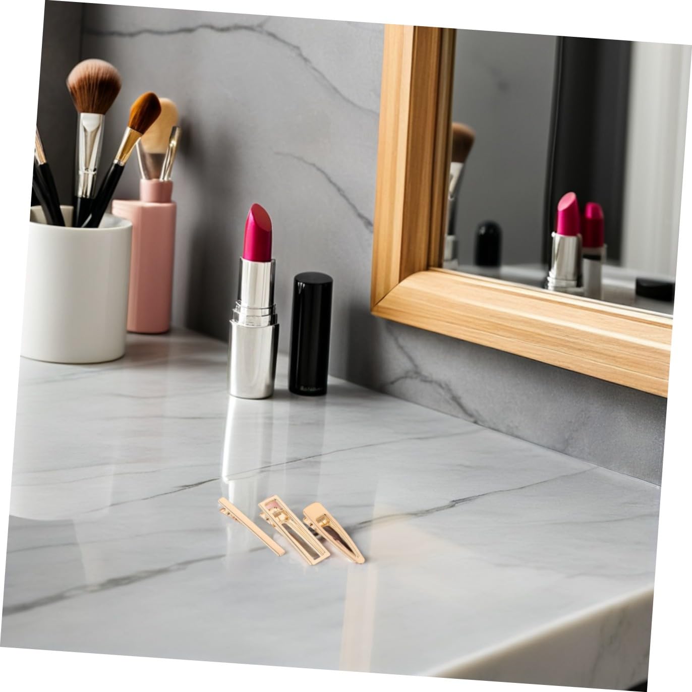 WOONEKY 60 Piezas Clips de Pelo Metálicos Hollow DIY para Mujeres y Niñas Clips de Estilo Antideslizantes Pinzas Diseño Cuadrado para Manualidades y Peinados