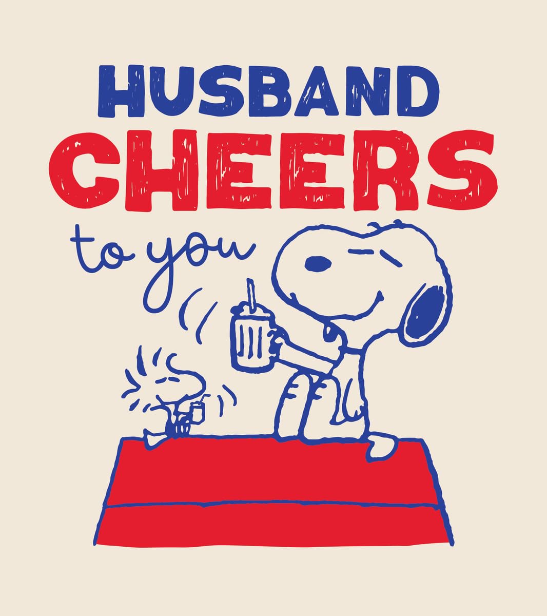 Peanuts Happy Birthday Husband Card, Snoopy Cheers To You, Cute Nostalgic Classic TV Cartoon Illustration