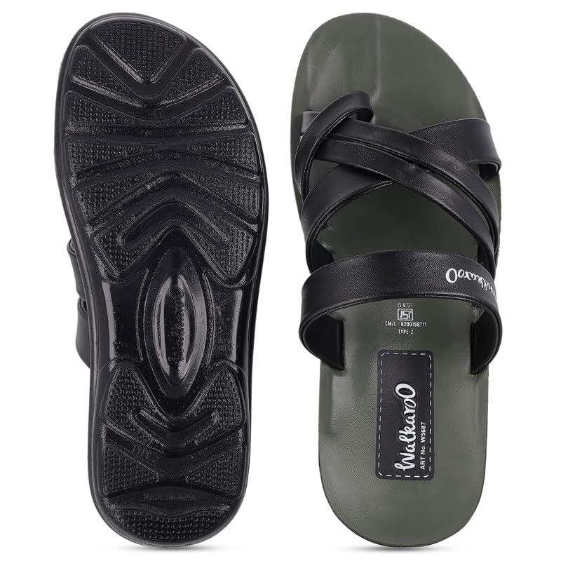 Image of WALKAROO Men's Fashion Sandals with Toe Ring, Cross Straps and Lightweight - W5687