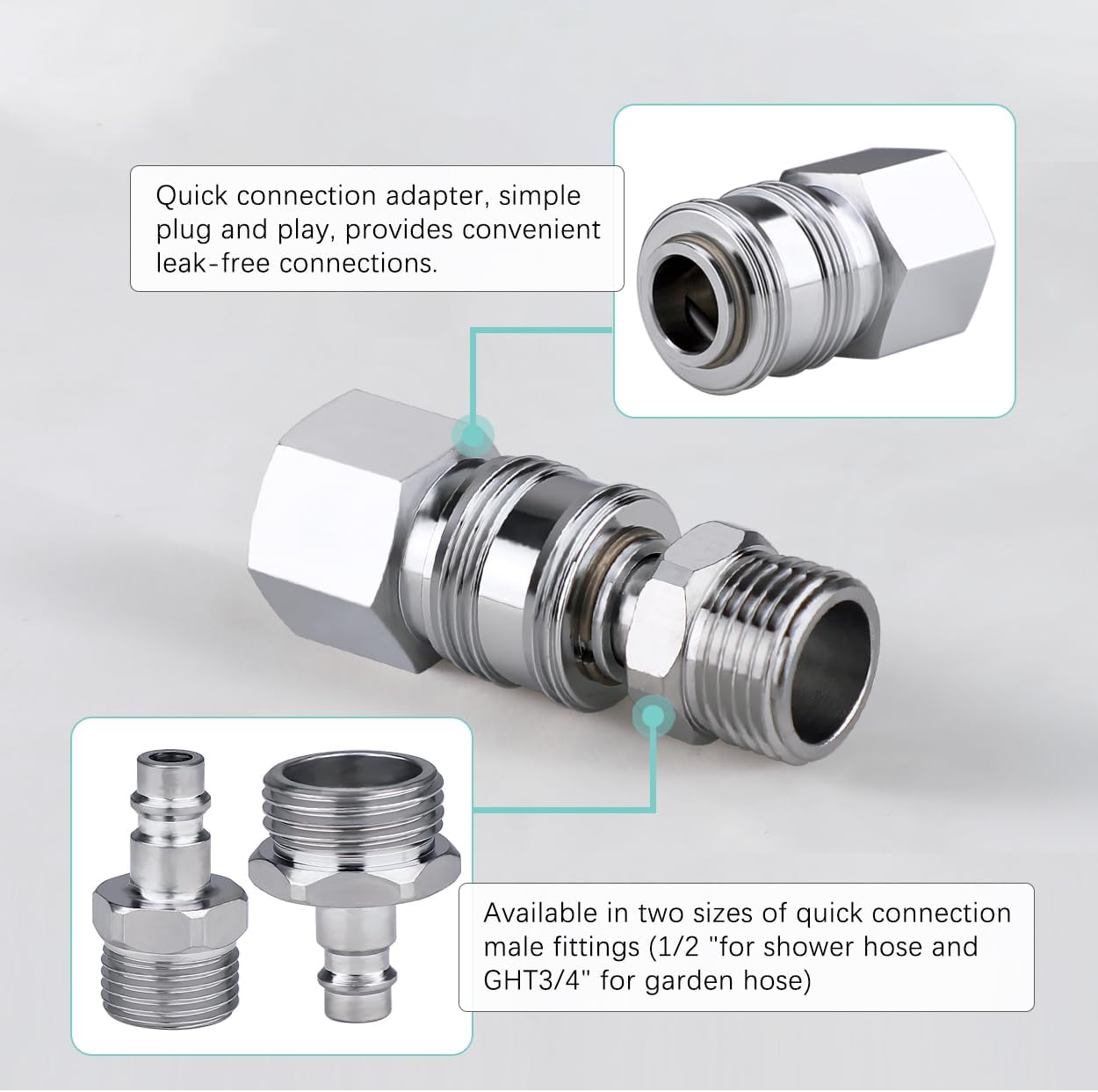 G-Sunny RV Outdoor Shower Head with Hose and Quick Connect Fittings - High Pressure 3-Spray Mode Shower Head with Pause Button-Easy Install for Camper, Motorhome, Travel Trailer (Chrome, 71"Hose)