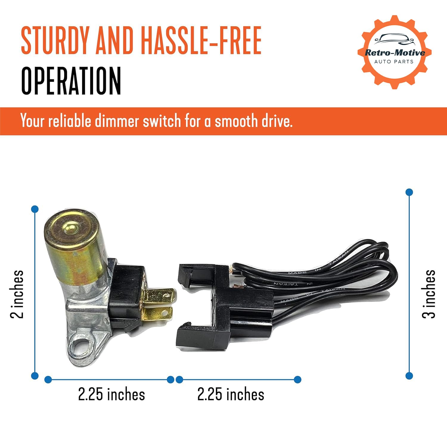 Retro-Motive #FS-DS11 Headlight Floor Dimmer Switch with Harness Pigtail for 1959-80 Ford