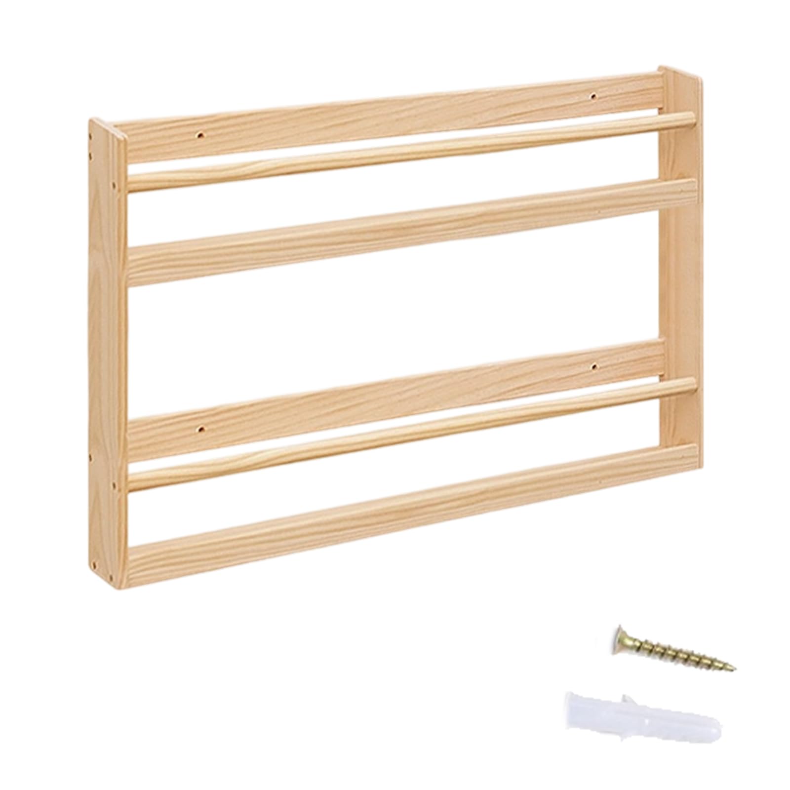 Tsophreniq Floating Wall Bookshelves with Rails: Natural Wood Nursery Shelves for Living Rooms, Study & Kids Rooms Easy Mount Shelf