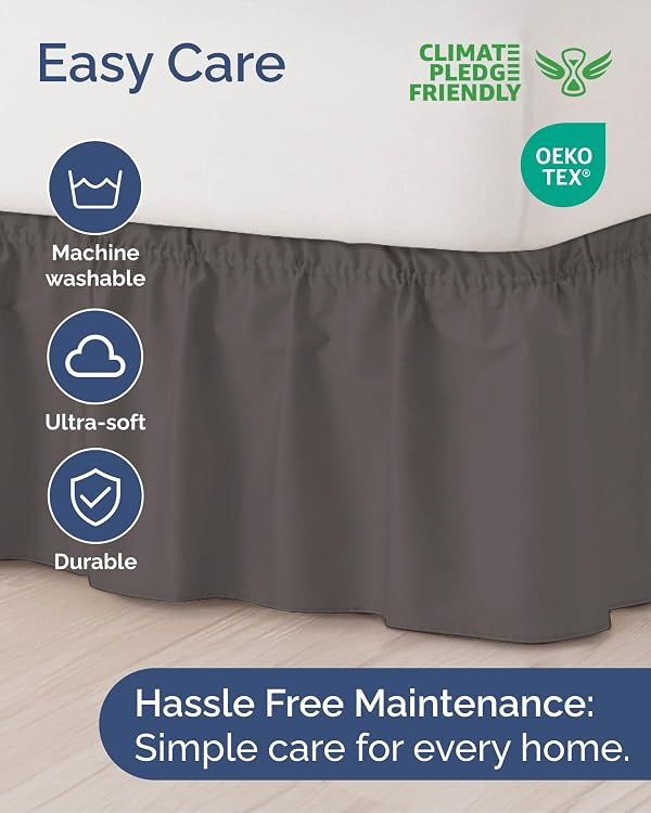 CGK Linens Wrap Around Dust Ruffle Bed Skirt - King, 24" Dark Grey by CGK Unlimited - Used condition - Image 6