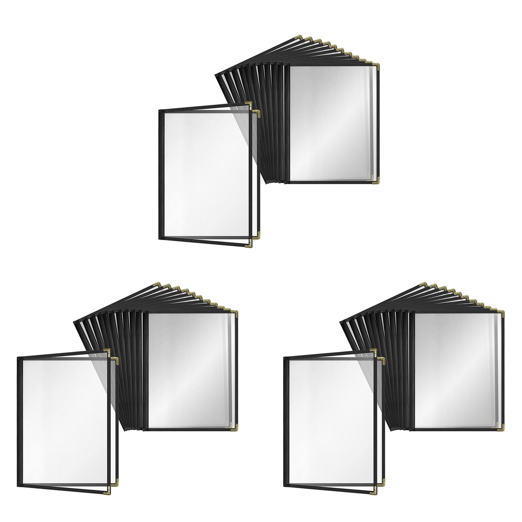 Vjsujehgy 36 Pack Cafe Style Menu Cover, Double Edge, Crystal Clear Vinyl (Black, 2 Pages/4 Views - 8.5 Inch X 11 Inch)