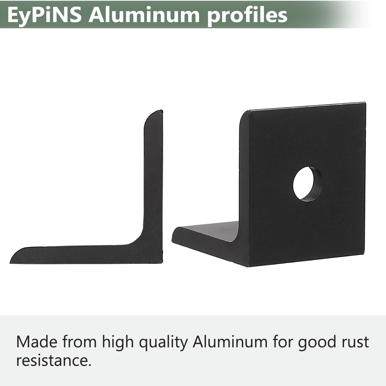EYPINS 10X Winkelverbinder ALU, Winkel Befestigung Befestigungsmaterial Aluprofil 30x30 30x60 Nut 8 Raster Streben Aluminium Bauwinkel Möbelwinkel Eckwinkel für Aluminiumprofil, Strebenprofil, Schwarz