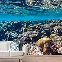 Wall Mural Under The Sea Fish Removable Self-Adhesive Wallpaper Wall Decoration for Bedroom Living Room - 66x96 inches