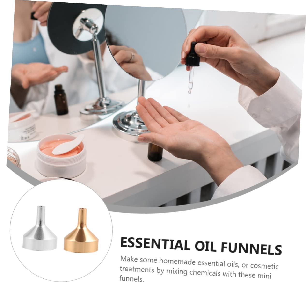 Anneome 48piezas Embudo De Metal Reutilizable Para Recarga De Perfumes y Aceites De Plateados Mini Para y Cosméticos Para Transferir Sin Derrames