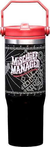 Miniatura 4 de Spoontiques Hogwarts - Botella de agua de acero inoxidable de 30 onzas, 10 pulgadas de alto, tapa giratoria y asa de transporte, pared exterior