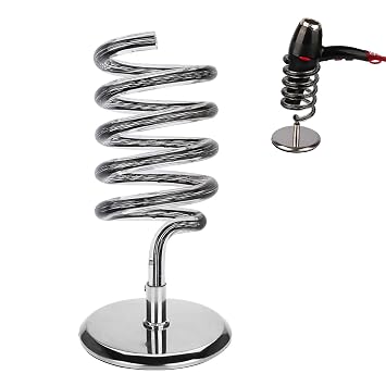 Hair Dryer Holder Countertop, Acrylic Hair Dryer Stand with Stainless Steel Base, Countertop Spiral Blow Dryer Holder Hair Tool Organizer for Bathroom, Vanity, Salon, Home
