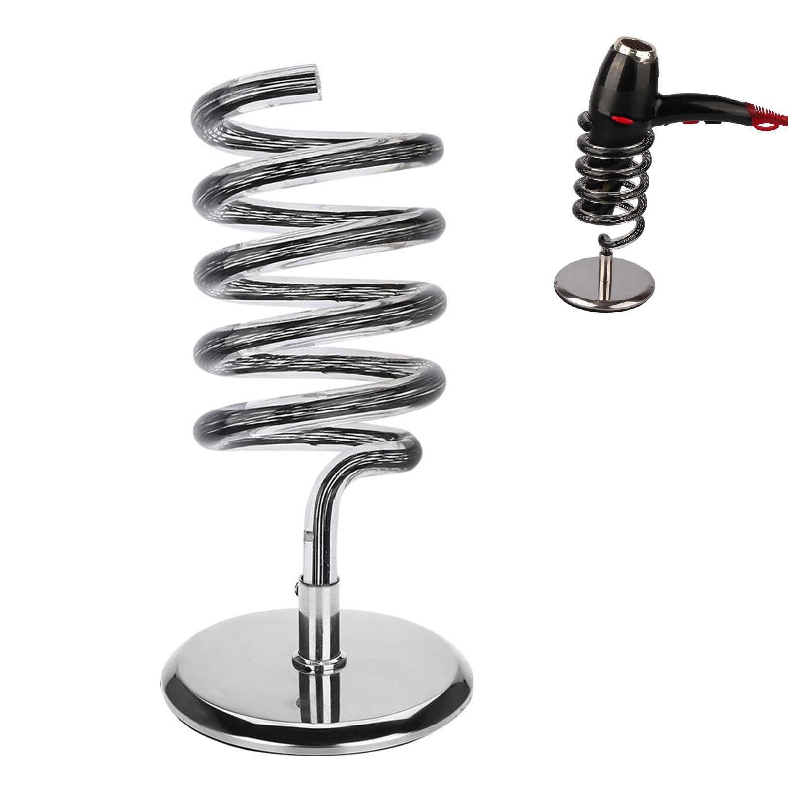 Support sèche-cheveux acier inoxydable stable base acrylique maison salon - 8