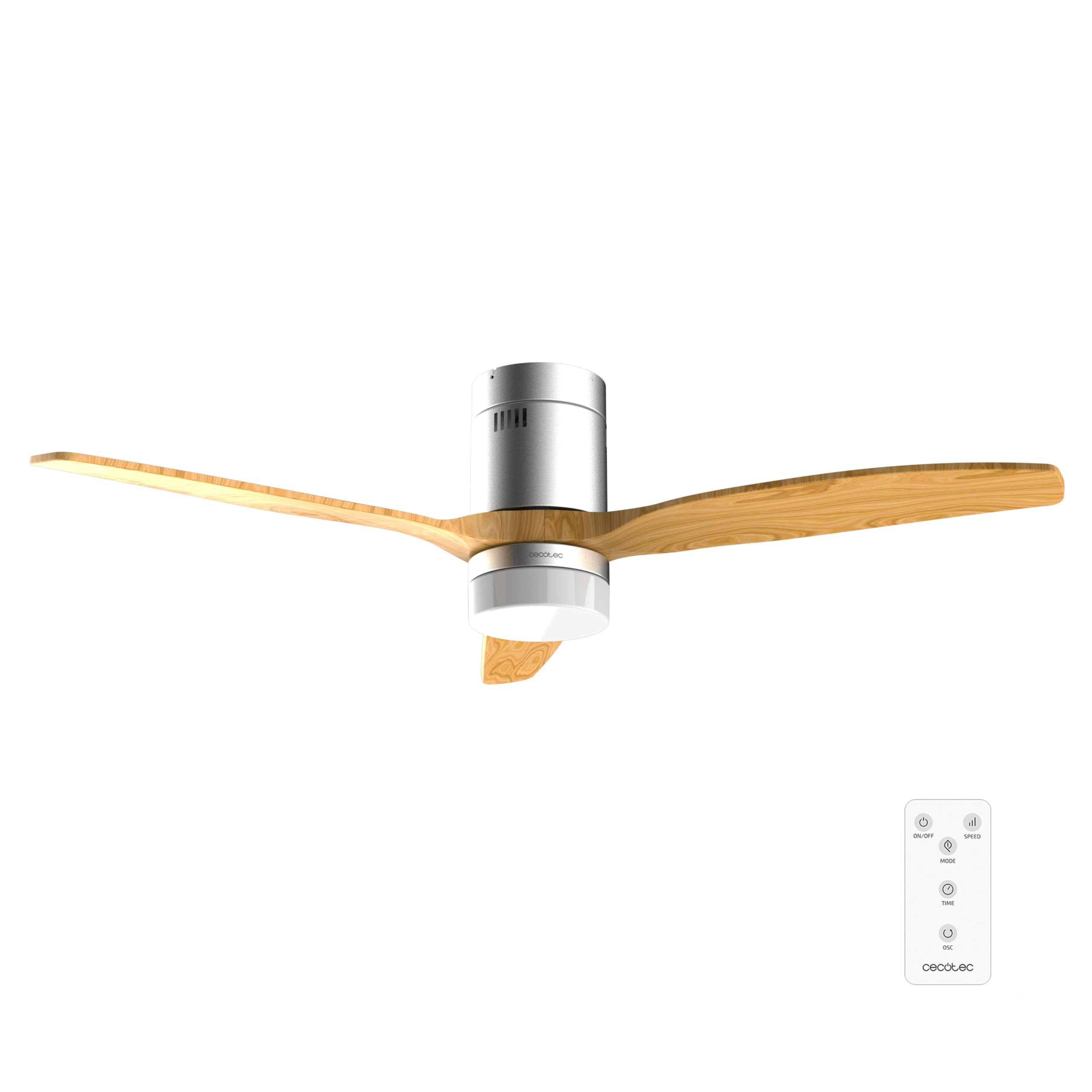 Cecotec EnergySilence Aero 4600 Arctic Steel&Sand, wentylator sufitowy ze światłem z pilotem zdalnego sterowania, silnik prądu stałego 38 W, średnica 132 cm, lampa LED 18 W, 3 łopatki, 6 prędkości