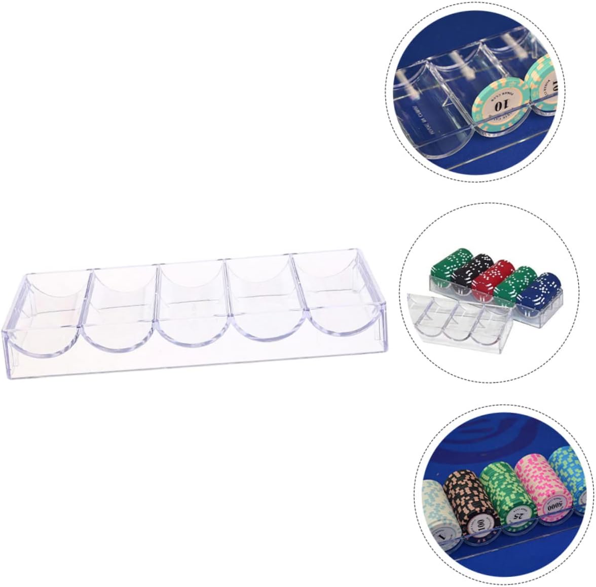 1Pc Stylish Visible Chips Storage Box Poker Chips Holder for Chips Space Saving Organizer with Smooth Surface for Game and Tidy Tables