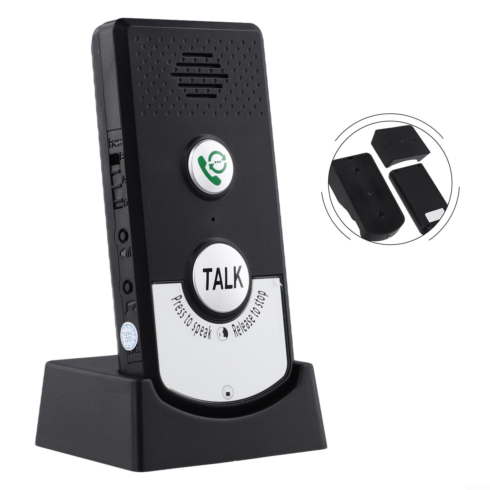 Campanello wireless a lungo raggio per la sicurezza domestica, trasmissione 1000 m, funzione conversazione bidirezionale, batteria ricaricabile 2000 mAh, nessuna alimentazione esterna necessaria (nero
