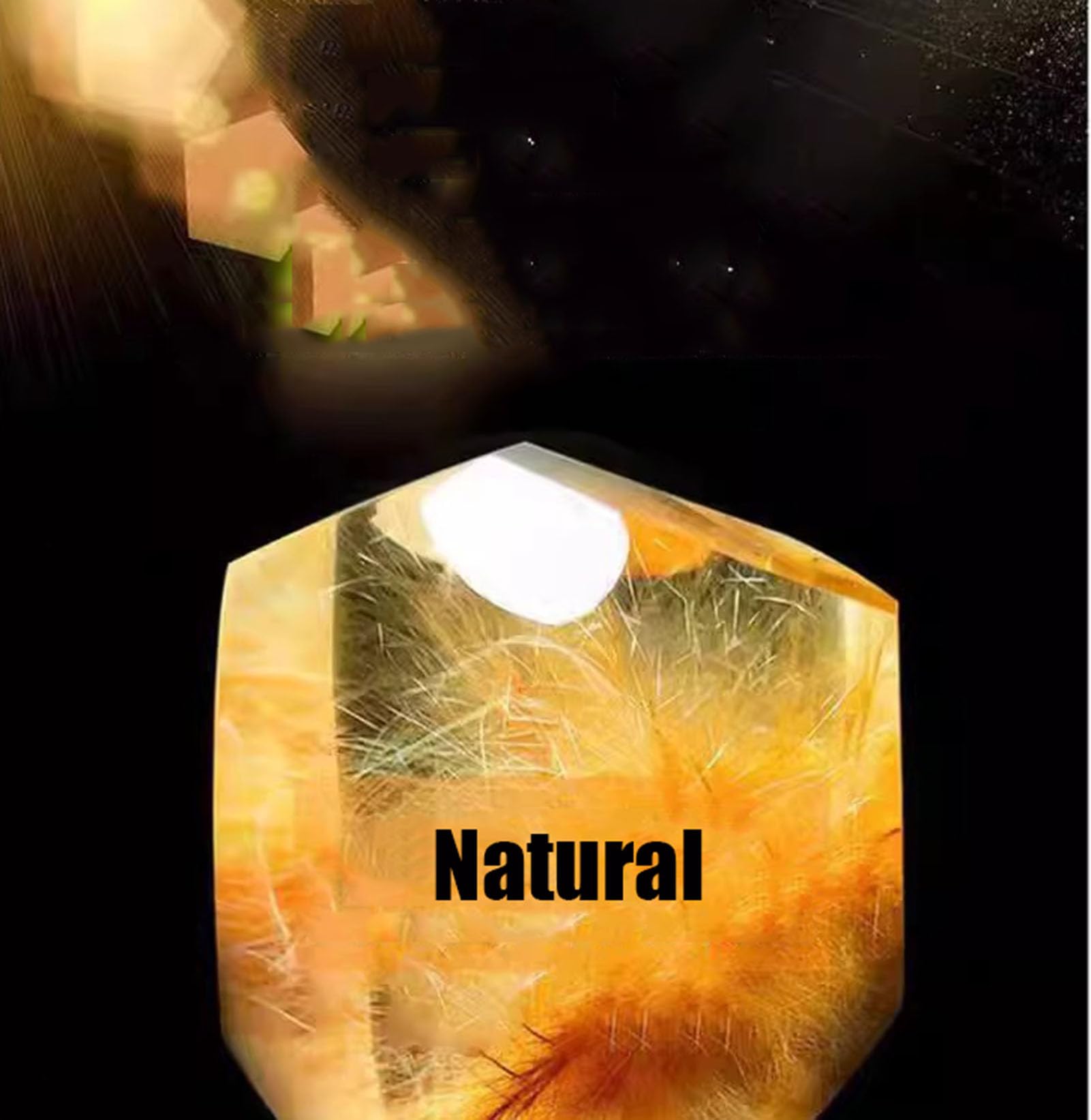 Bracciale in cristallo rutilato dorato naturale, gioielli Chakra di energia | Bracciale unisex per meditazione curativa, prosperità, regalo e fortuna, cristallo chiaro e luminoso, energia spirituale