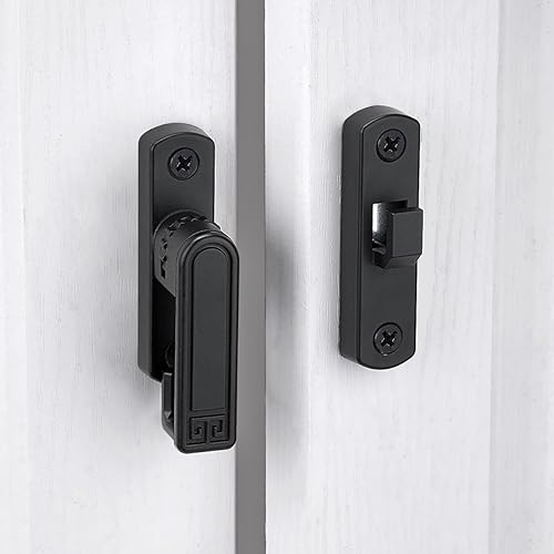 Miniatura 7 de Paquete de 2 cierres negros para puerta de granero, cerradura de puerta ajustable de 90180 grados, cierre de cerradura de puerta de ángulo recto de