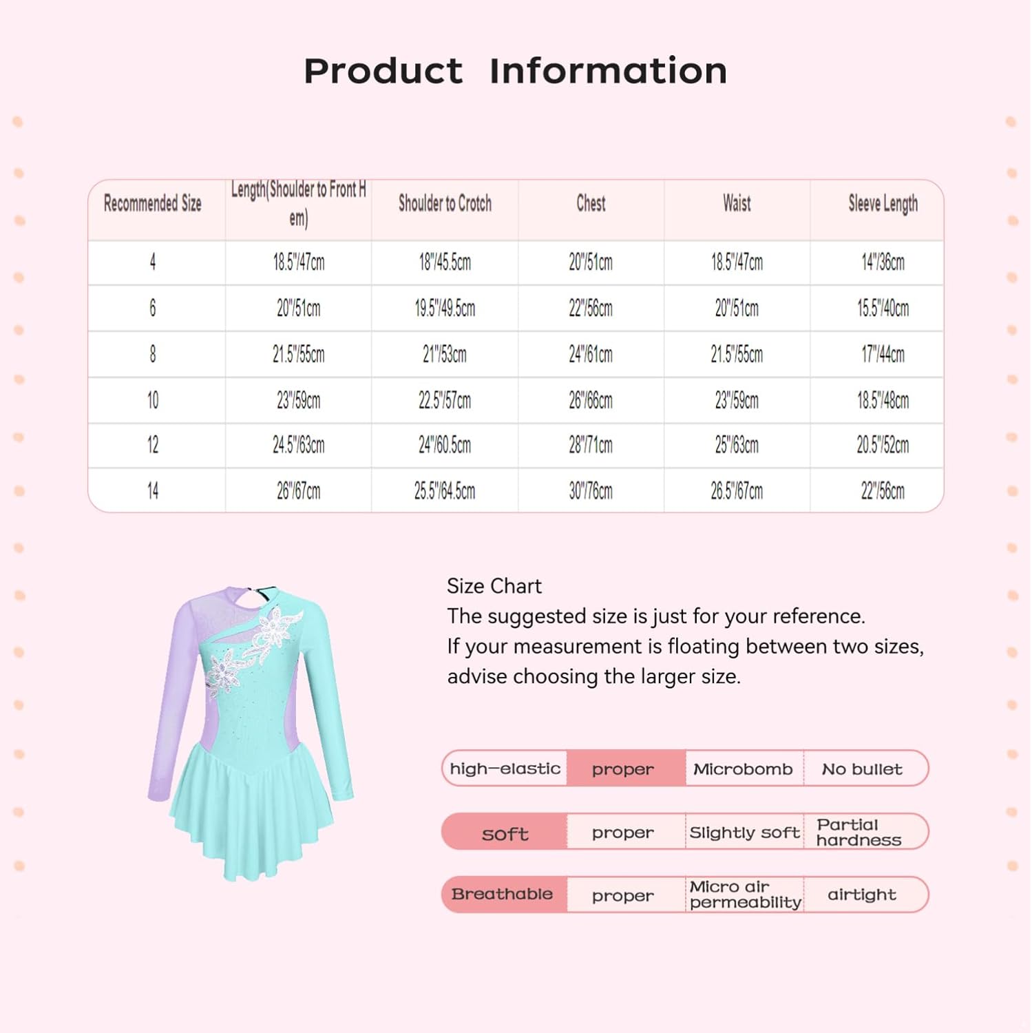 CHICTRY Kunstschaatsjurk voor dames, lange mouwen, strass, glitter, balletjurk, opstaande kraag, dansbody, tweekleurig, patchwork, tricot met wikkelrok, dancewear, paars, L