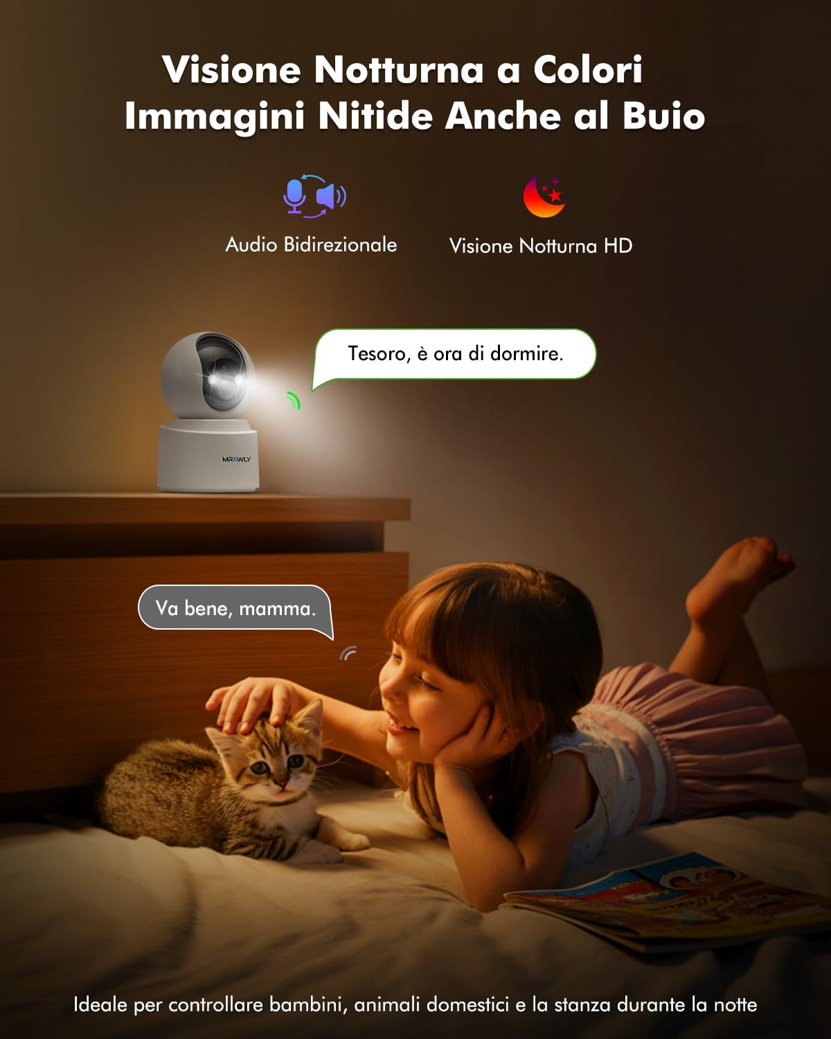 4MP 2,5K Telecamera WiFi Interno Senza Fili con Batteria 6000mAh, Rotazione 360°, Wi-Fi Dual Band 2,4/5 GHz, Rilevamento PIR, Visione Notturna a Colori, Audio Bidirezionale, Senza Forare